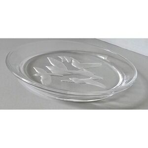 Sasaki Japan Wings Crystal 7 Inch Plate Intaglio Frosted Bird Design Clear Glass